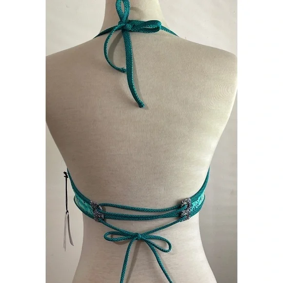 NWT Shade & Shore Boho Halter Bikini Top with Tassel Size 36C *NEW* - Picture 2 of 6